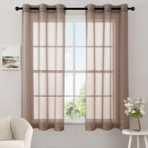 Elegant Lightweight Grommet Light Filtering Window Solid Color Sheer Curtains Chocolate 42Wx63L